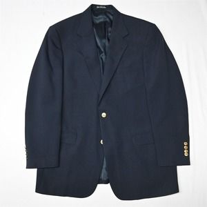 Wimbledon Raquet Club 42L Navy Blue Hopsack Gold Button Blazer Sport Coat Jacket